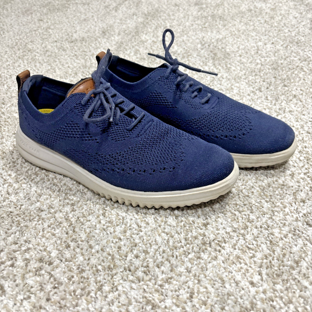 Cole Haan Grand Stretch Knit Wing Tip Oxford Shoes Navy Blue C37369 Sz 8M